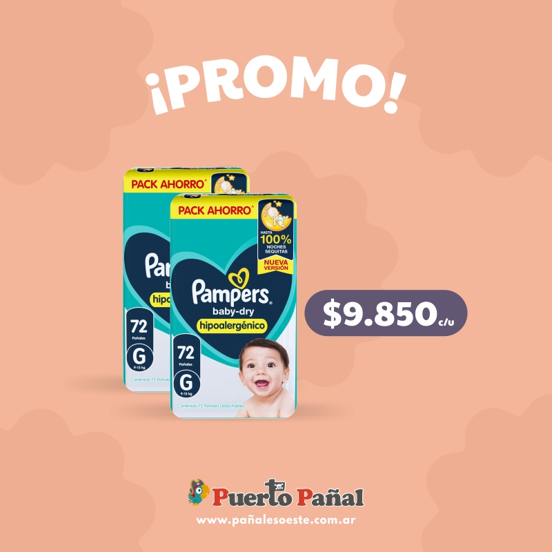 Pampers Baby Dry Pack Ahorro por 2 Paquetes Iguales